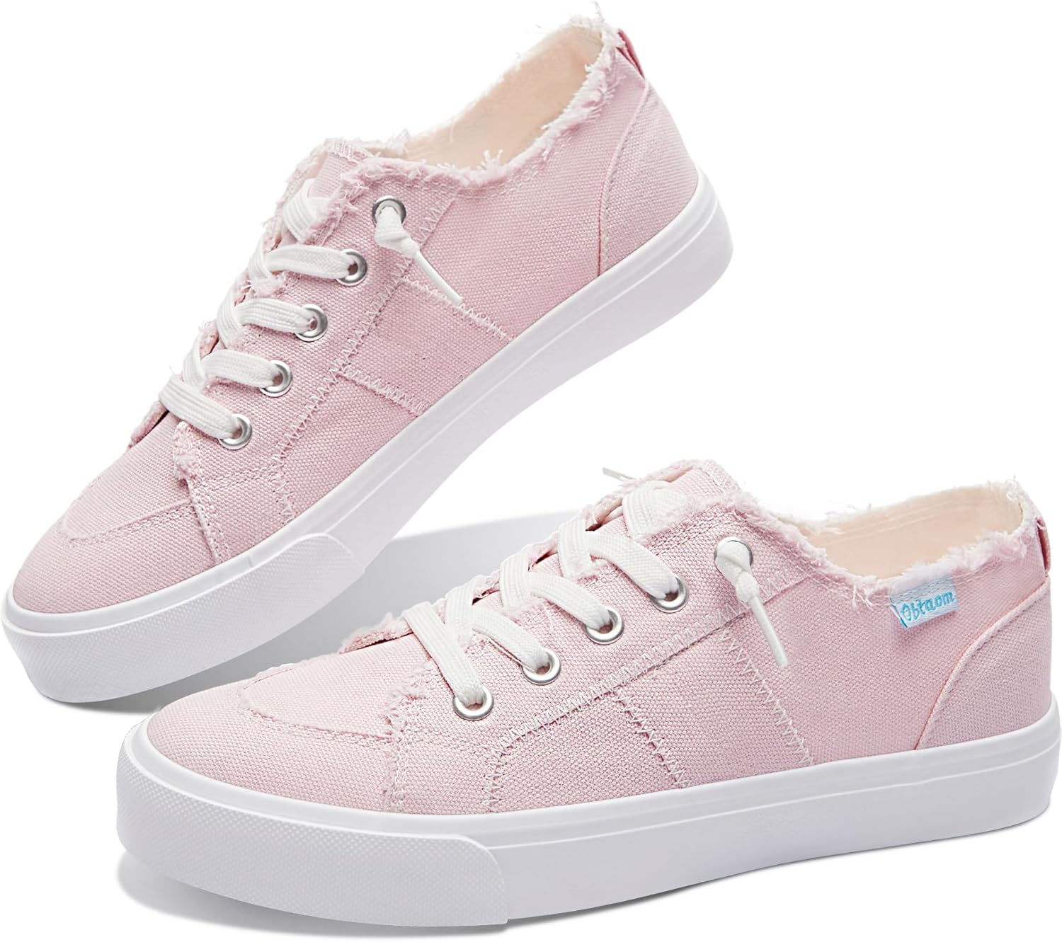 Women's Play Fashion Sneaker White Color Washed and Leopard Canvas Slip on Shoes