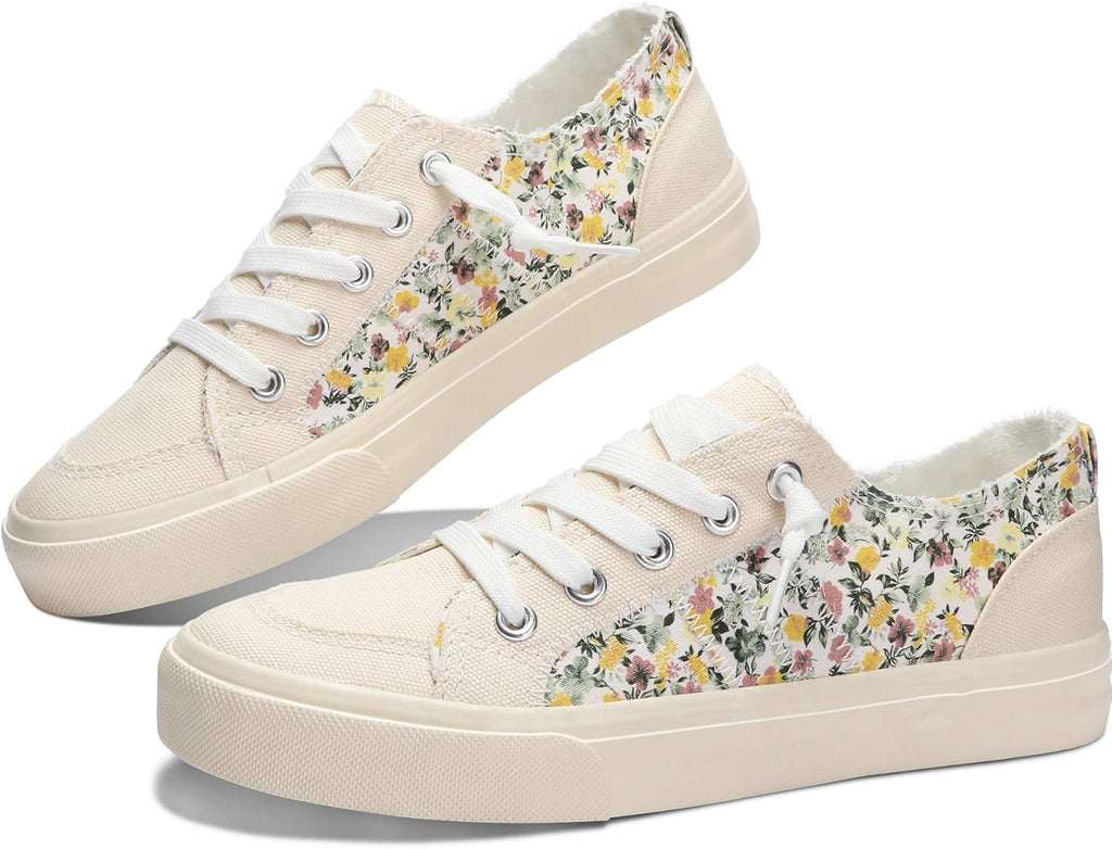 Women's Play Fashion Sneaker White Color Washed and Leopard Canvas Slip on Shoes