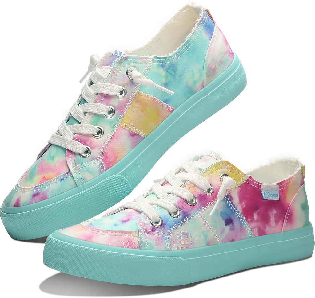 Women's Play Fashion Sneaker White Color Washed and Leopard Canvas Slip on Shoes