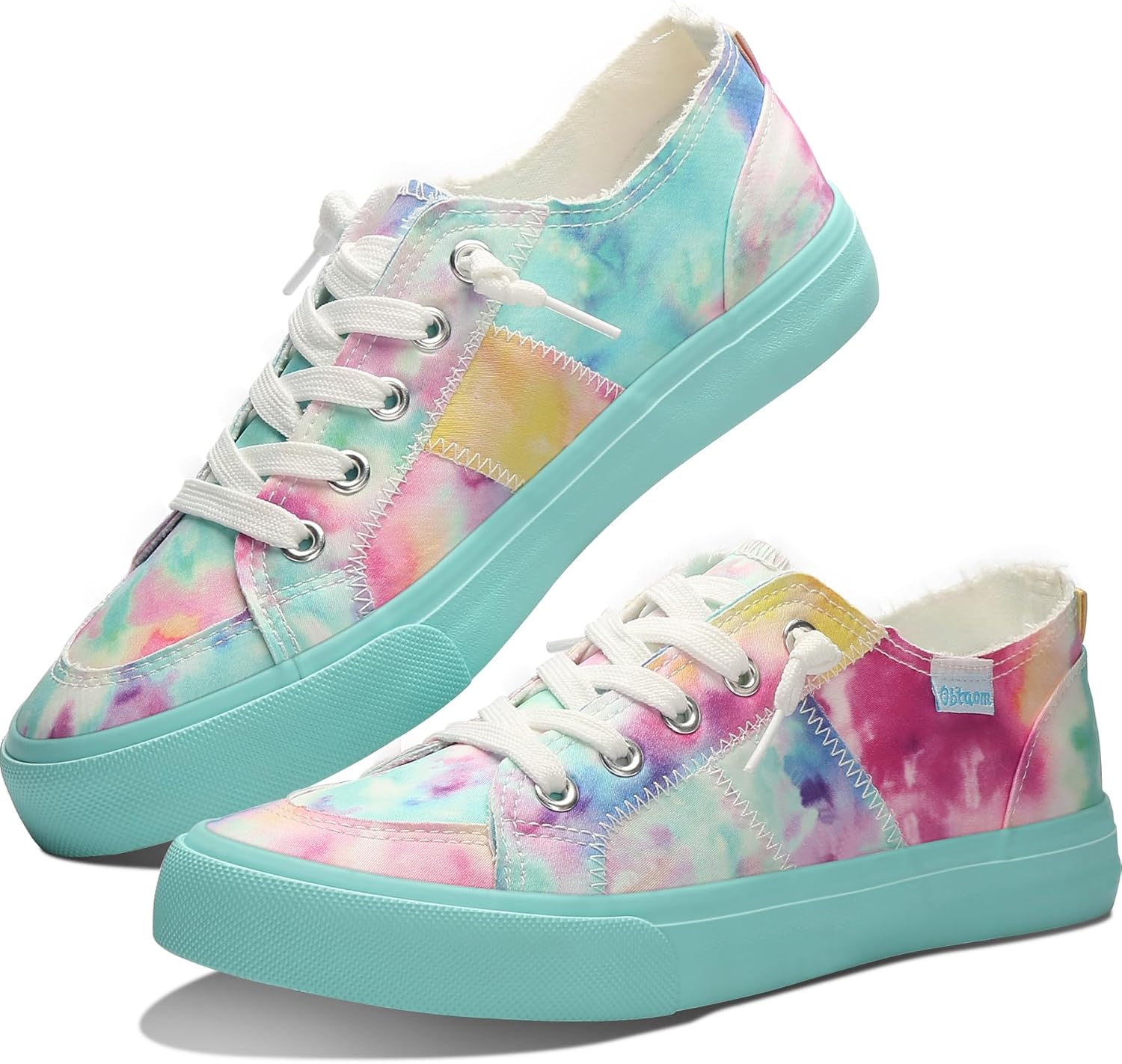 Women's Play Fashion Sneaker White Color Washed and Leopard Canvas Slip on Shoes