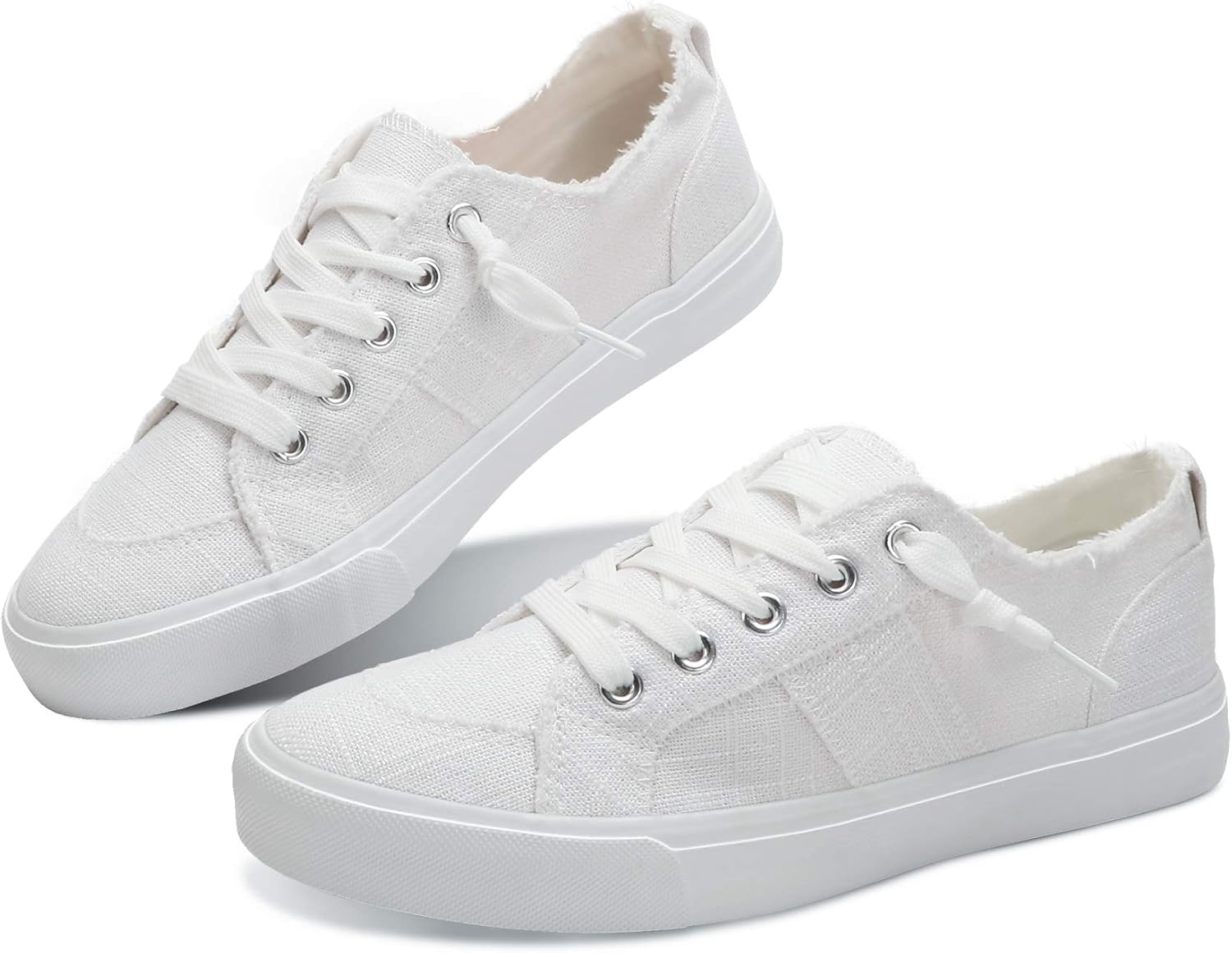 Women's Play Fashion Sneaker White Color Washed and Leopard Canvas Slip on Shoes
