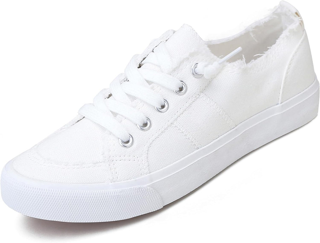 Women's Play Fashion Sneaker White Color Washed and Leopard Canvas Slip on Shoes