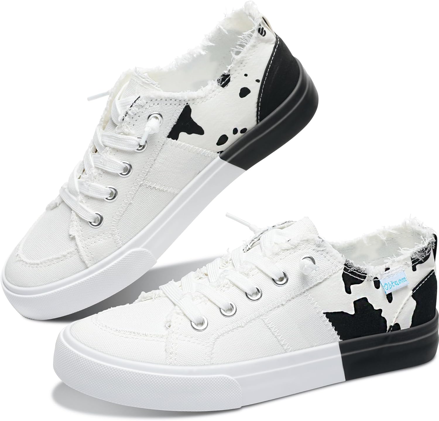 Women's Play Fashion Sneaker White Color Washed and Leopard Canvas Slip on Shoes