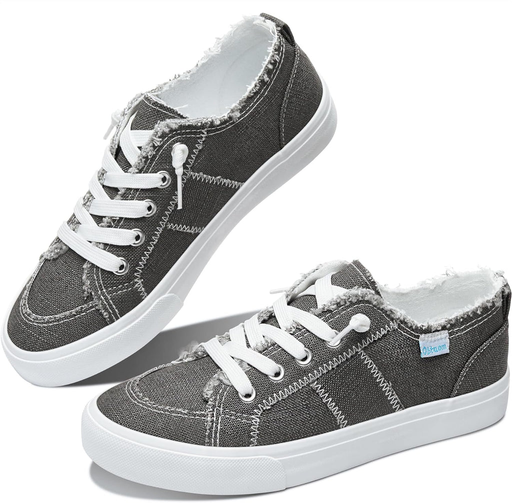 Women's Play Fashion Sneaker White Color Washed and Leopard Canvas Slip on Shoes