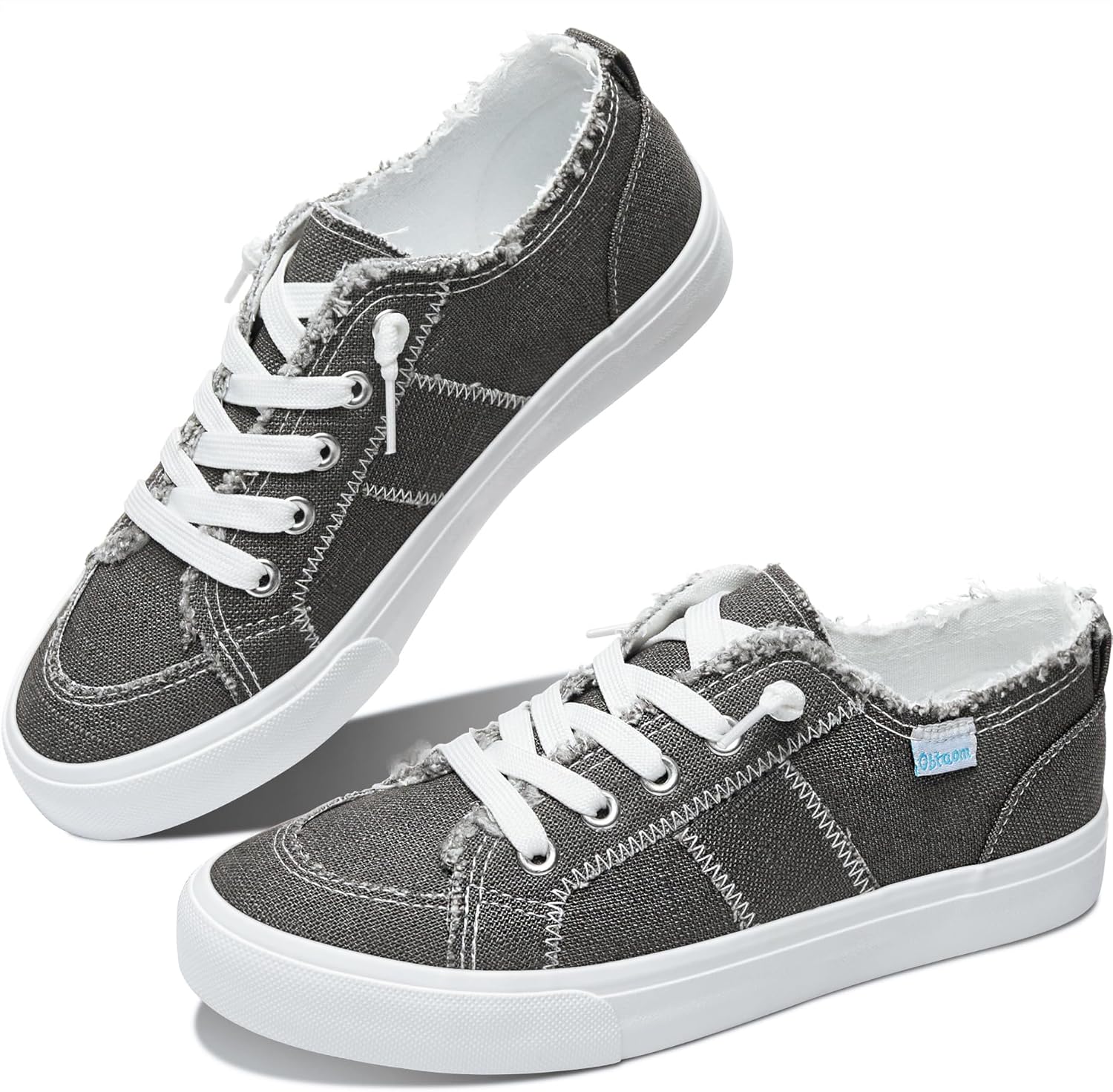 Women's Play Fashion Sneaker White Color Washed and Leopard Canvas Slip on Shoes