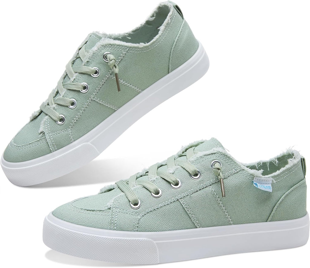 Women's Play Fashion Sneaker White Color Washed and Leopard Canvas Slip on Shoes
