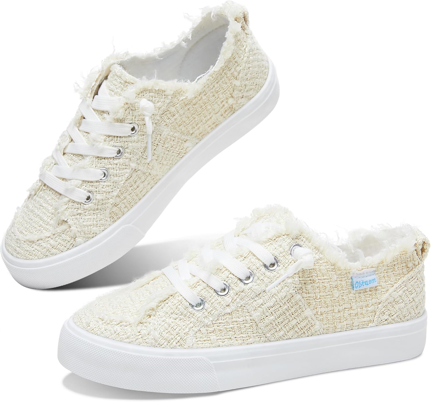 Women's Play Fashion Sneaker White Color Washed and Leopard Canvas Slip on Shoes