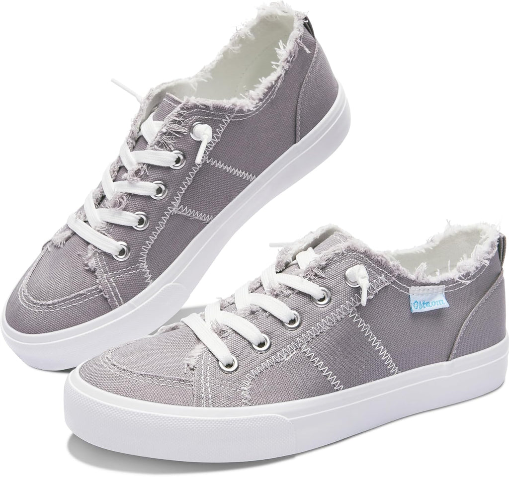Women's Play Fashion Sneaker White Color Washed and Leopard Canvas Slip on Shoes