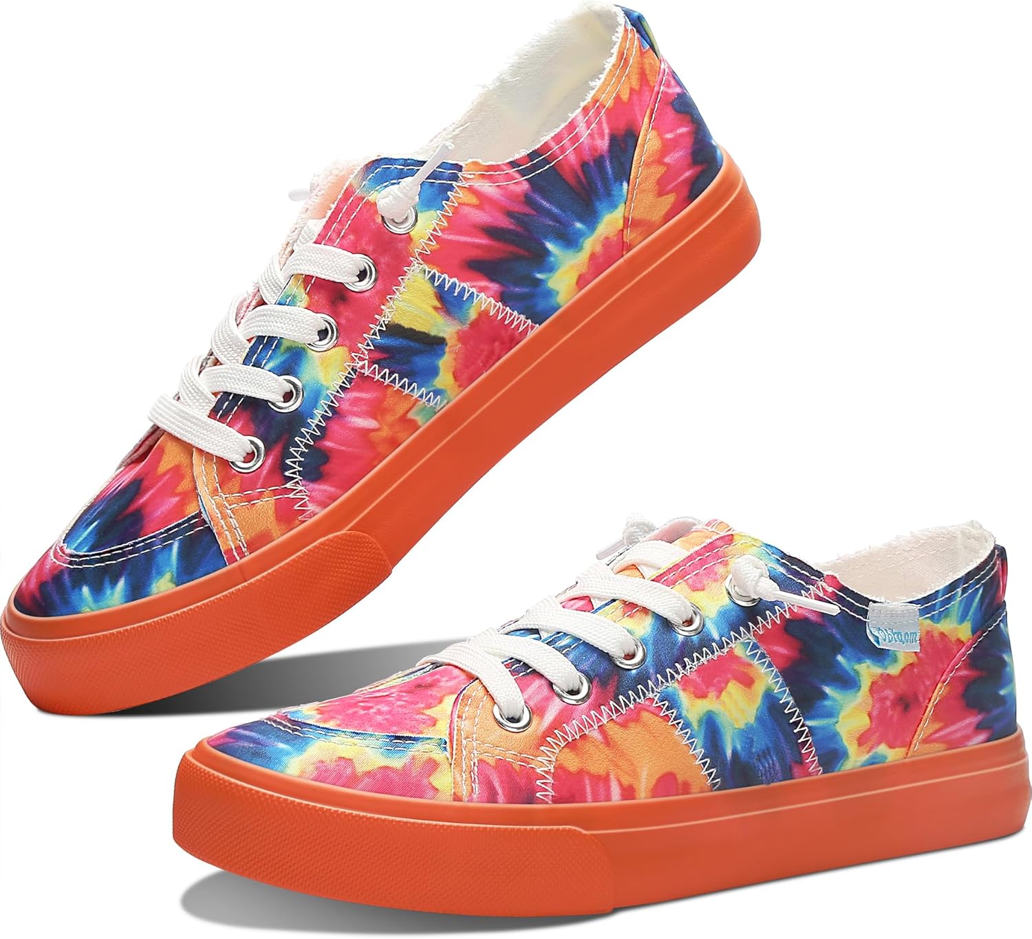 Women's Play Fashion Sneaker White Color Washed and Leopard Canvas Slip on Shoes