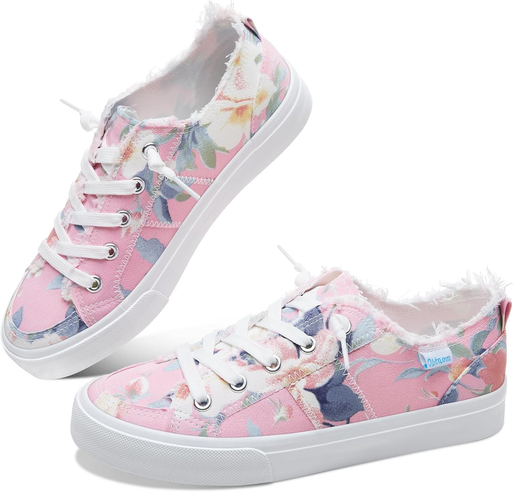 Women's Play Fashion Sneaker White Color Washed and Leopard Canvas Slip on Shoes