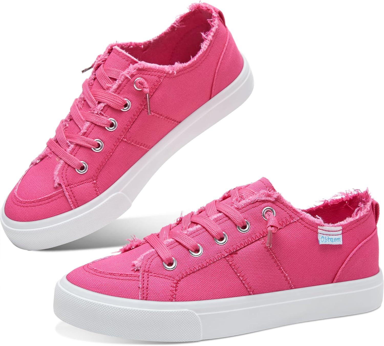 Women's Play Fashion Sneaker White Color Washed and Leopard Canvas Slip on Shoes